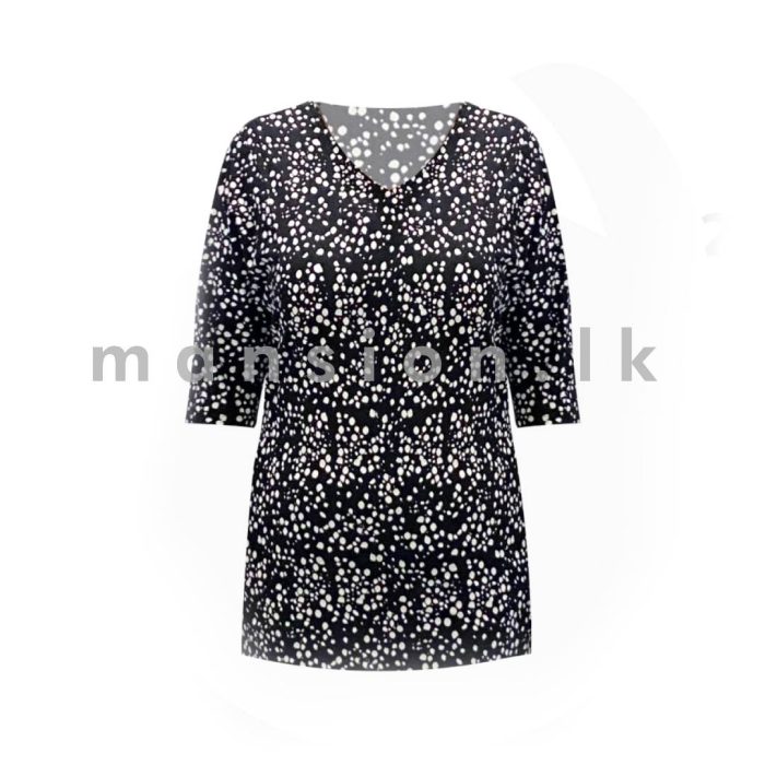 Button Detail Sleeve T-shirt - Dots - Image 1