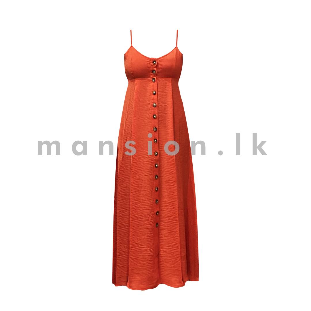 Button-Front-Maxi-Dress-Orange.jpg Button Front Maxi Dress - Orange - Image 1