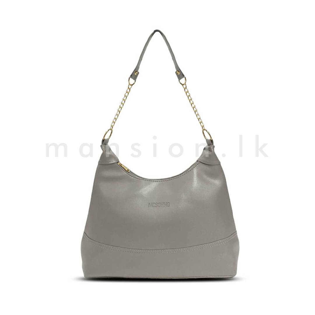 Chain-Handle-Hobo-Handbag-Ash.jpg Chain Handle Hobo Handbag - Ash - Image 1