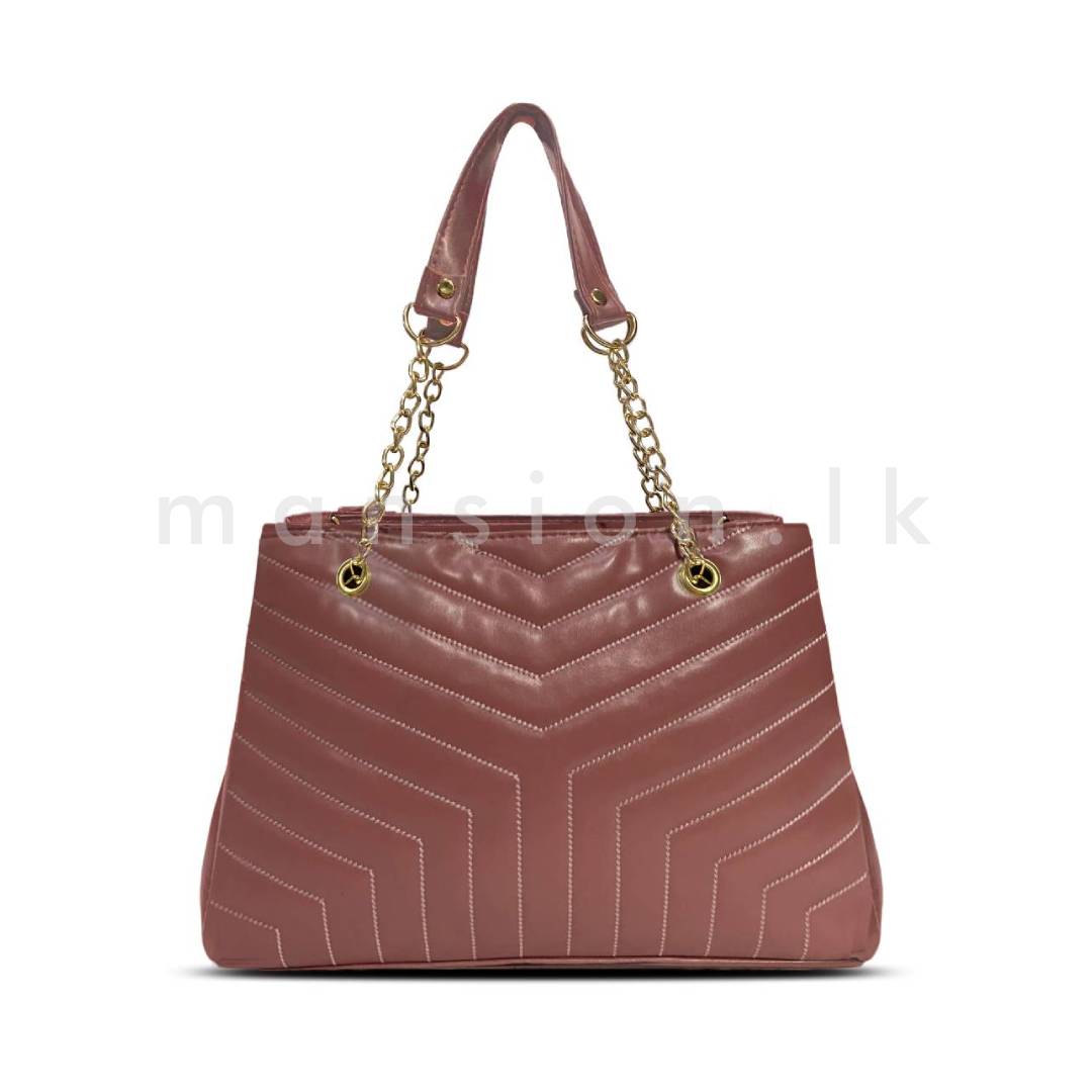 Chain-Strap-Quilted-Handbag-Salmon-Pink.jpg Chain Strap Quilted Handbag - Salmon Pink - Image 1