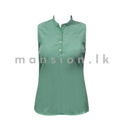 Chinese Collar Sleeveless Top - Teal