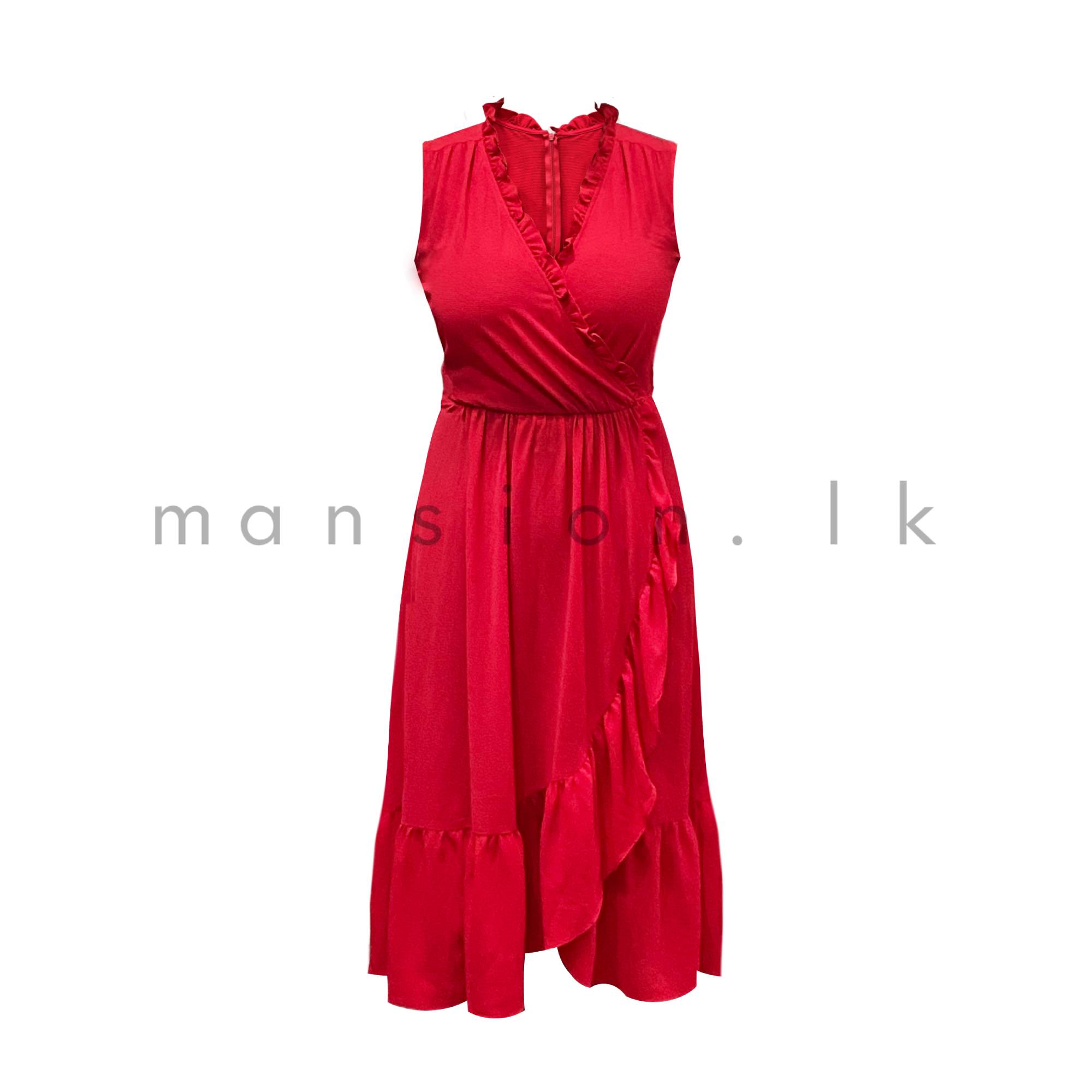 Crossover-Sleeveless-Dress-Crimson-Red.jpg Crossover Sleeveless Dress - Crimson Red - Image 1