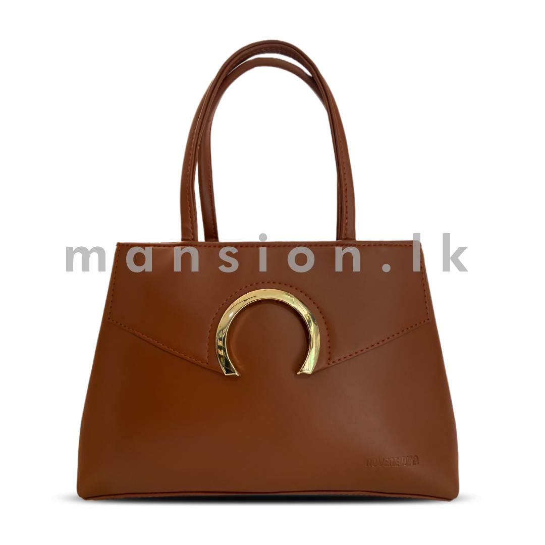 Curved-Clip-Satchel-Handbag-Wood.jpg Curved Clip Satchel Handbag - Wood - Image 1