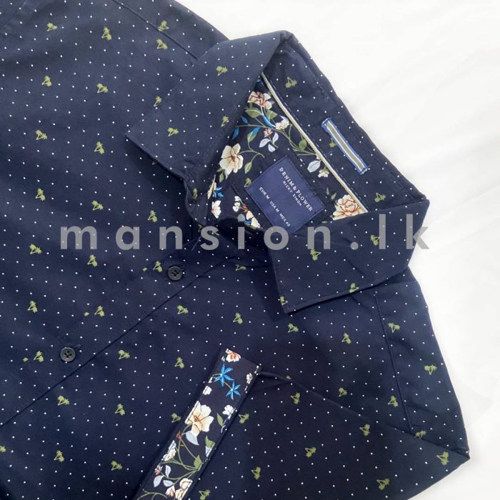 Denim & Flower Foldable Sleeve Shirt - Coconut Tree - Image 2