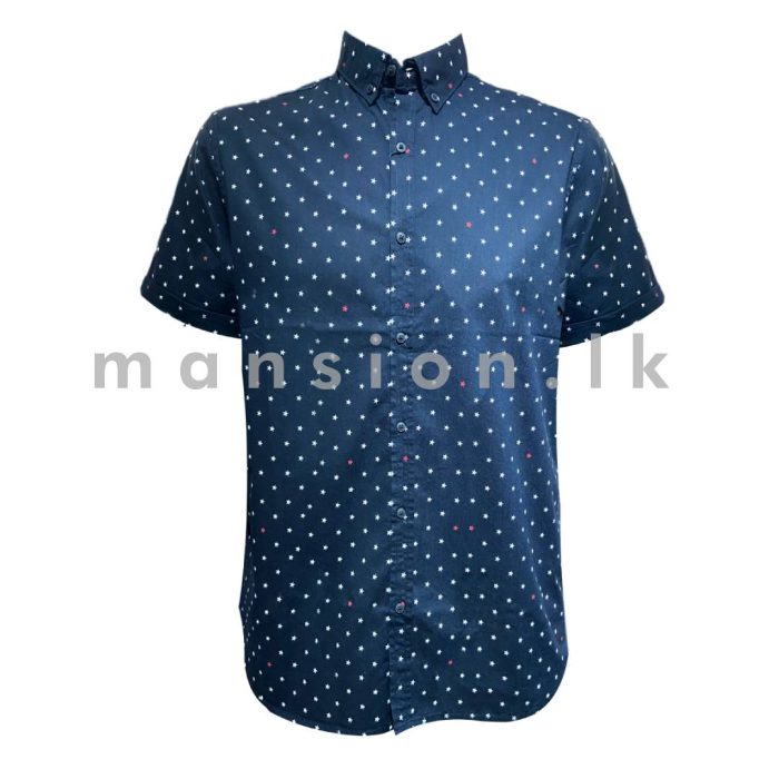 Denim & Flower Printed Shirt - Stars - Image 1
