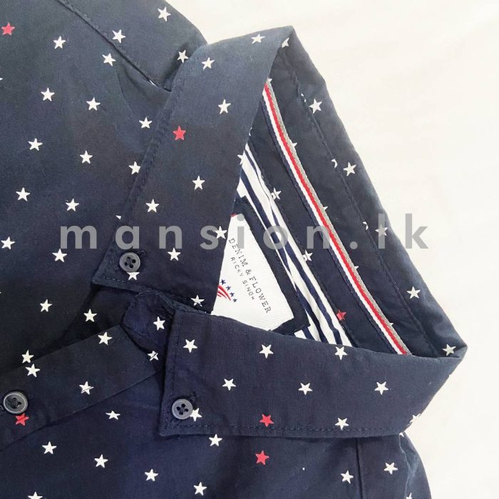 Denim & Flower Printed Shirt - Stars - Image 2