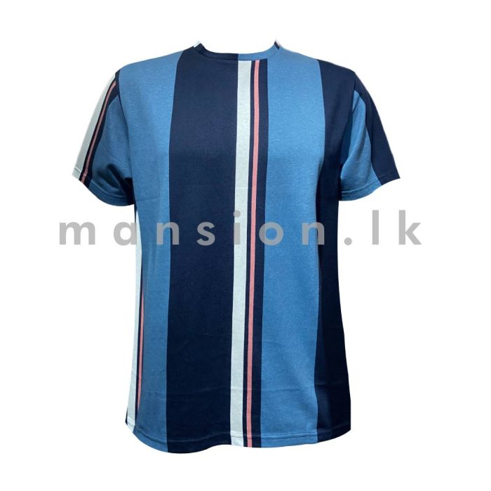 Denim & Flower Crewneck T-shirt - Stripes - Image 1
