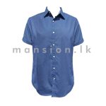 Denim & Flower Printed Shirt - Royal Blue