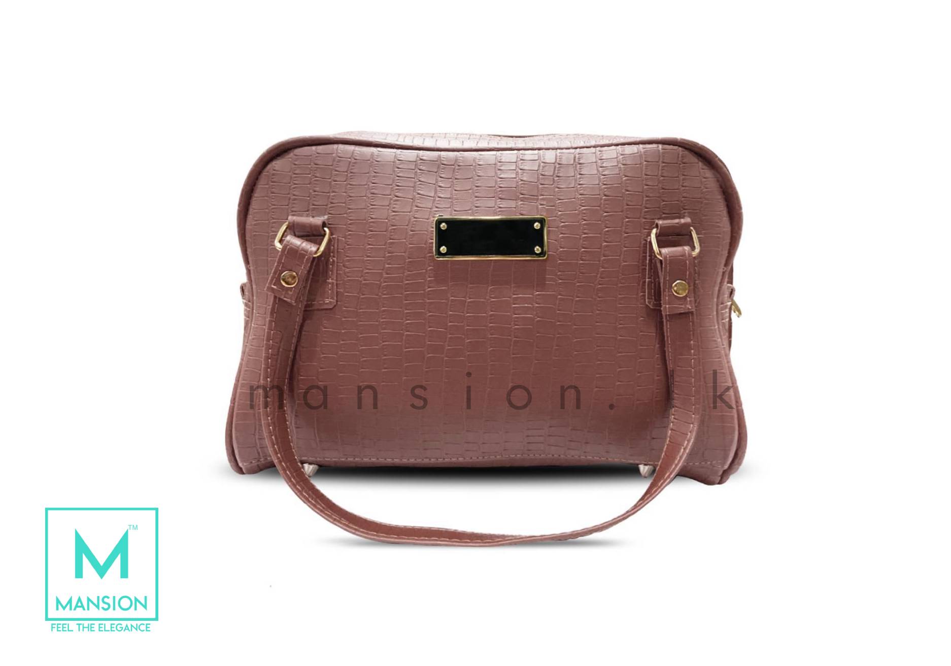 Duffel-Crocodile-Effect-Hand-Bag-Nude-Pink.jpg Duffel Crocodile Effect Hand Bag - Nude Pink - Image 1