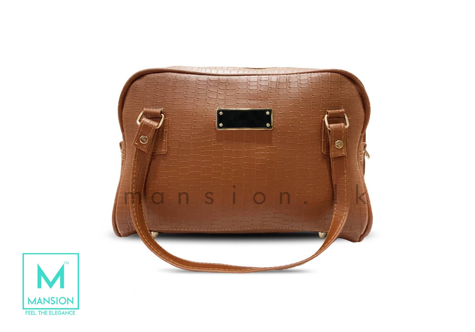 Duffel-Crocodile-Effect-Hand-Bag-Wood.jpg Duffel Crocodile Effect Hand Bag - Wood - Image 1