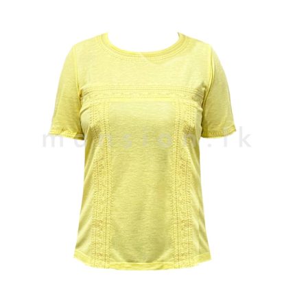 Embroidered Detail T-Shirt - Yellow