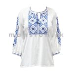 Embroidered Detail White L/S Top