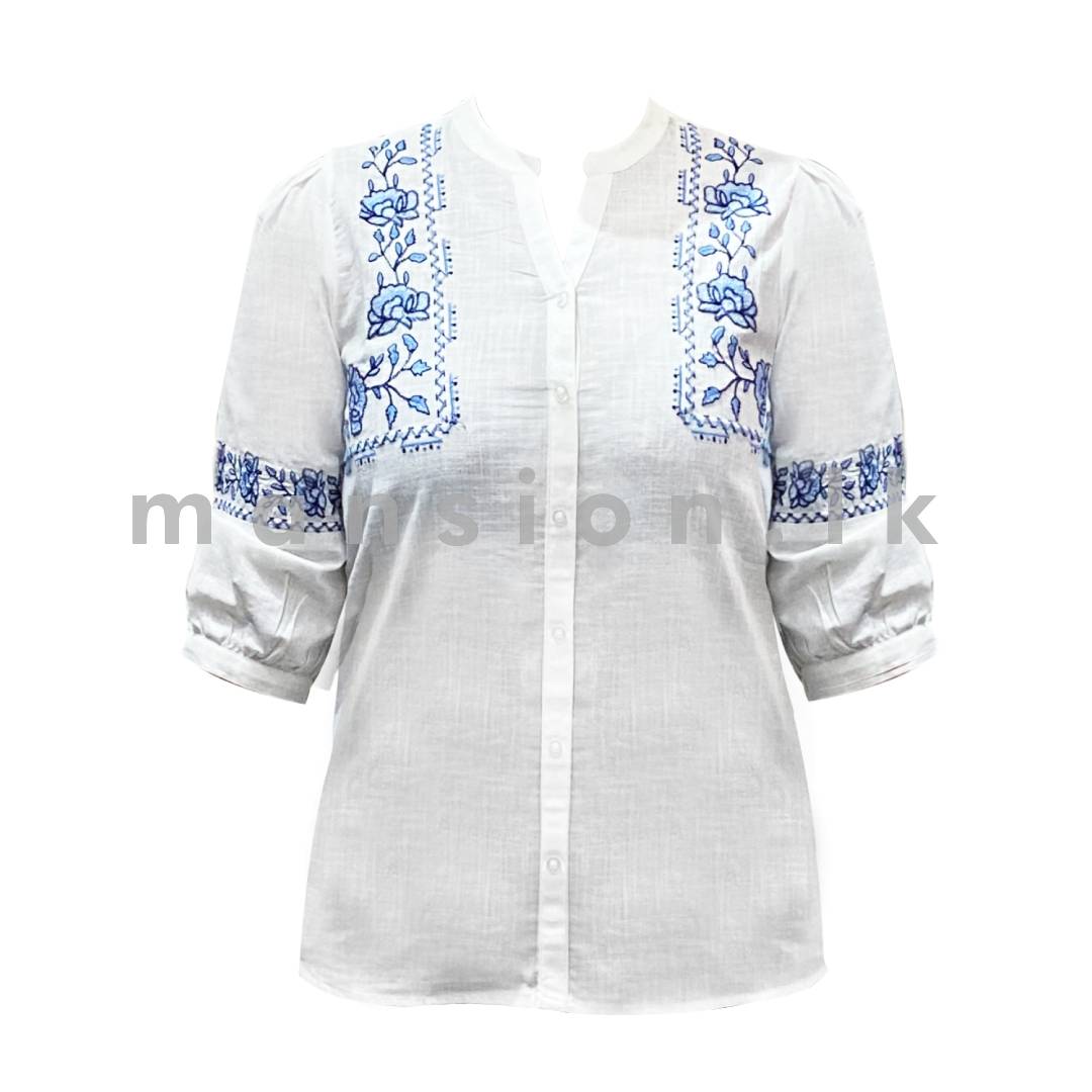 Embroidered-Detail-White-Top.jpg Embroidered Detail White Top - Image 1