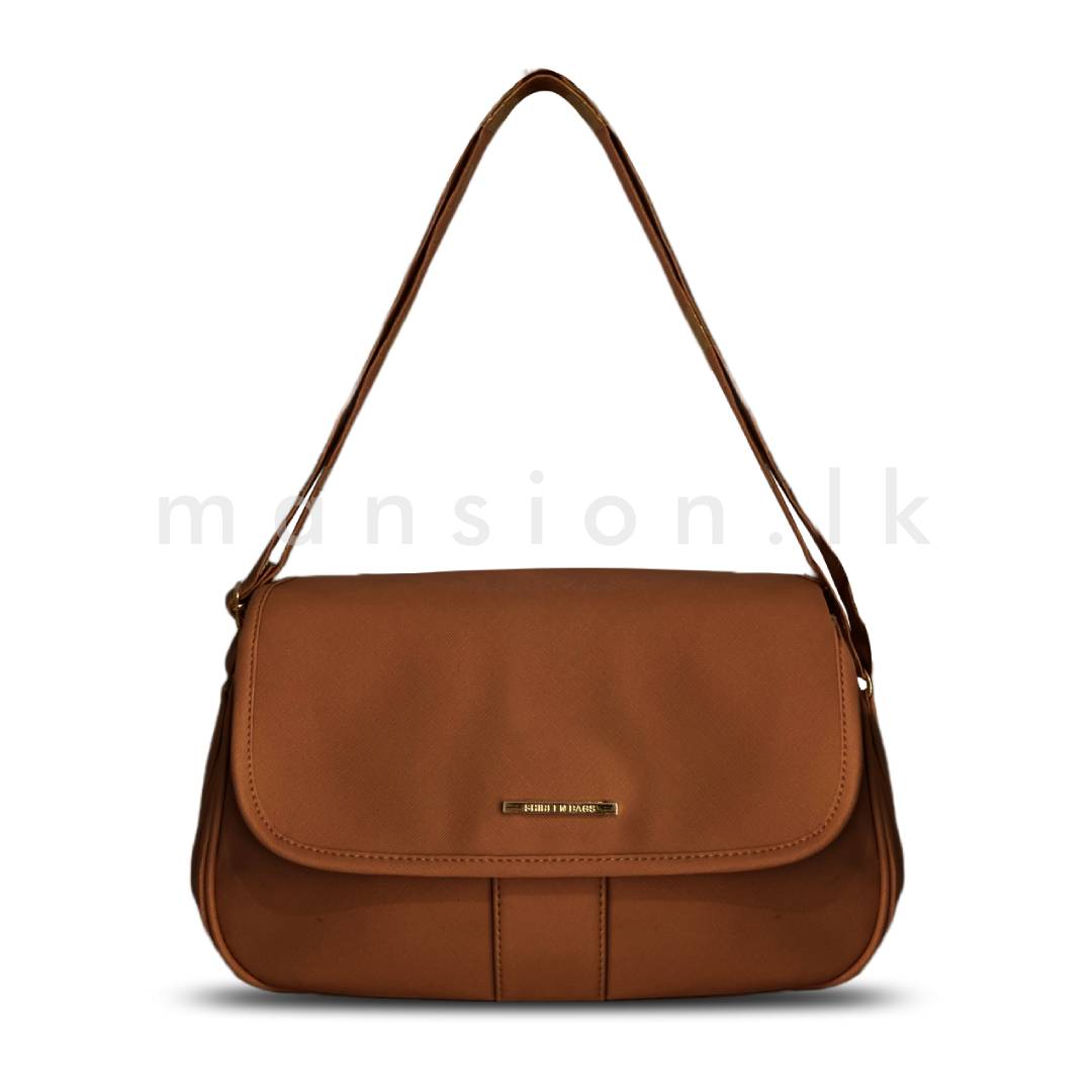 Flap-Closure-Shoulder-Bag-Tan.jpg Flap Closure Shoulder Bag - Tan - Image 1
