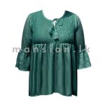 Flounce Sleeve Baby-doll Top - Green
