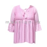 Flounce Sleeve Baby-doll Top - Pink