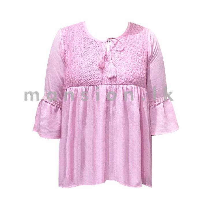 Flounce Sleeve Baby-doll Top - Pink - Image 1