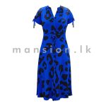 Front Open Midi Dress - Blue Spots