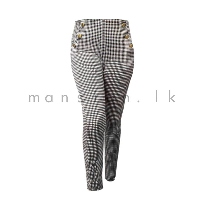 Gold Button Stretch Pant - B&W - Image 1