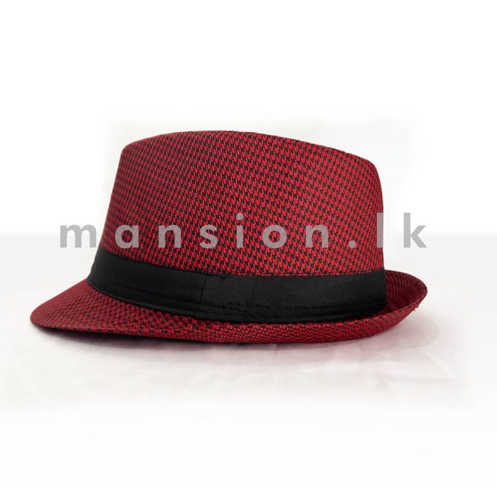 Houndstooth Printed Mens Fedora Hat - Image 2