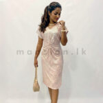 Front Twist Shimmer Dress - Peach