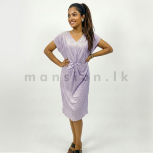Front Twist Shimmer Dress - Lilac