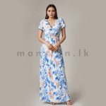 Front Knot Long Dress - Blue