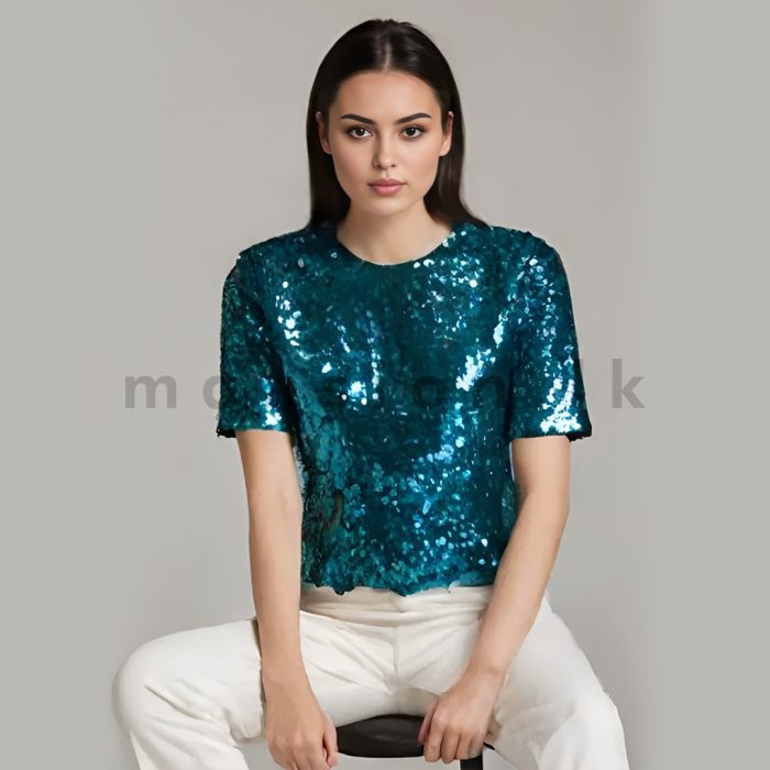 Sparkly Short Sleeve Top - Image 1