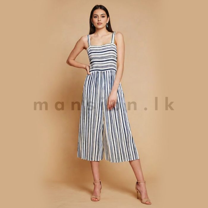 Crop Leg Striped Jumpsuit - Image 1