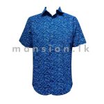 Leaf Sketch Printed Short Sleeve Shirt - Blue