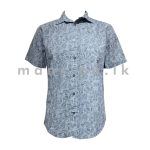 Leaf Sketch Printed Short Sleeve Shirt - Grey