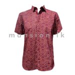 Leaf Sketch Printed Short Sleeve Shirt - Red