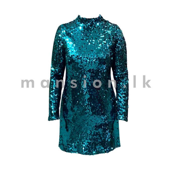 Long Sleeve Mini Sequin Dress - Image 1