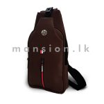 Vertical Zip Detail Men's Chest Bag - Coffee