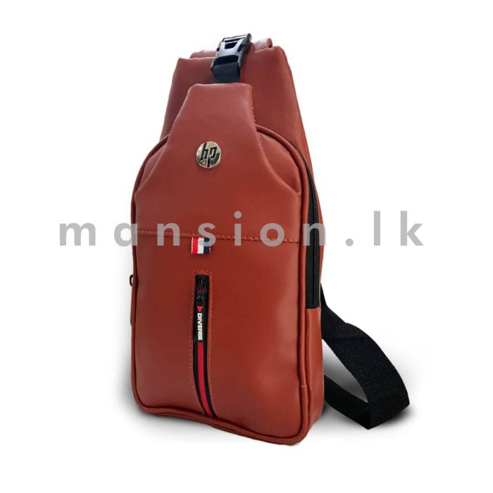 Vertical Zip Detail Men's Chest Bag - Wood - Image 1