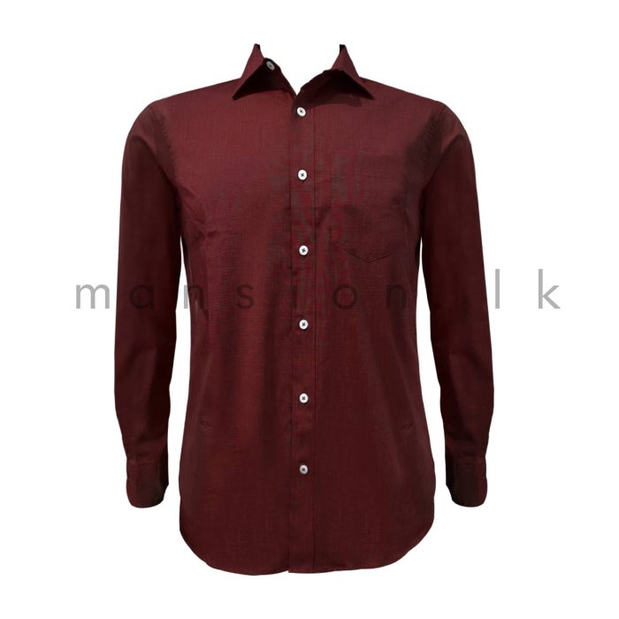 Mini Checked Long Sleeve Shirt - Maroon - Image 1