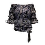 Off Shoulder Shimmer Top - Black