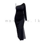 One Shoulder Bodycon Maxi Dress - Black