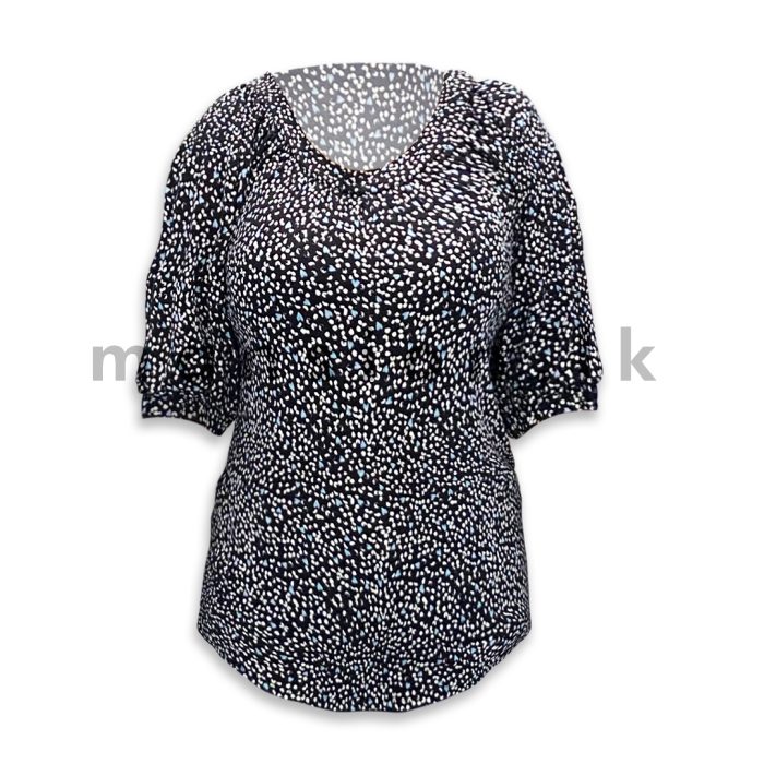 Printed Puff Sleeve T-shirt - Black - Image 1