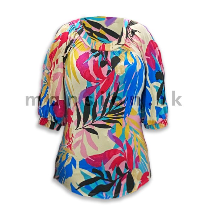 Printed Puff Sleeve T-shirt - Pink - Image 1
