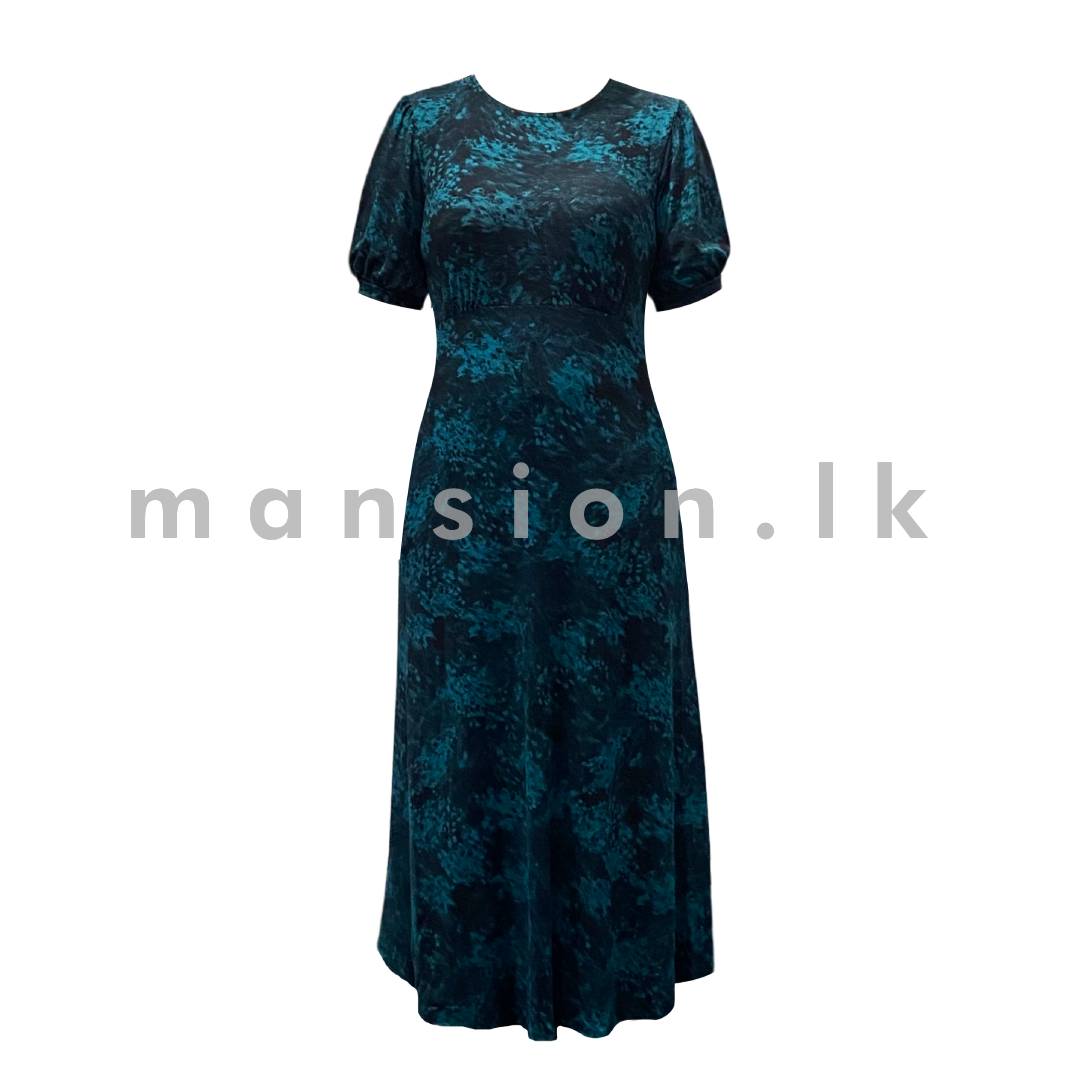 Puff-Sleeves-Long-Dress-1.jpg Puff Sleeves Long Dress - Green - Image 1