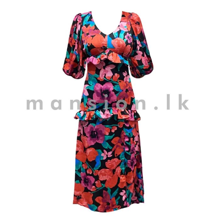 Puff Sleeves Tiered Long Dress - Image 2