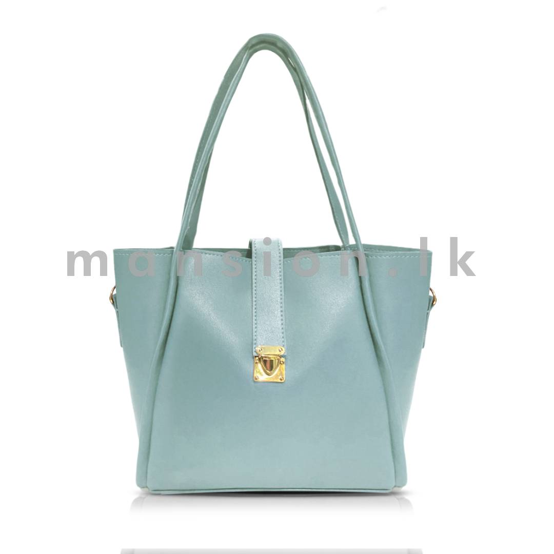 Push-Lock-Gazette-Handbag-Ice-Blue.jpg Push Lock Gazette Handbag - Ice Blue - Image 1