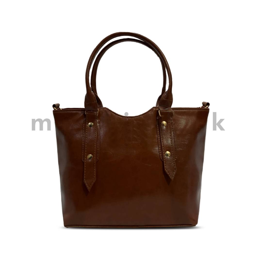 Round-Handle-Satchel-Handbag-Syrup.jpg Round Handle Satchel Handbag - Syrup - Image 1