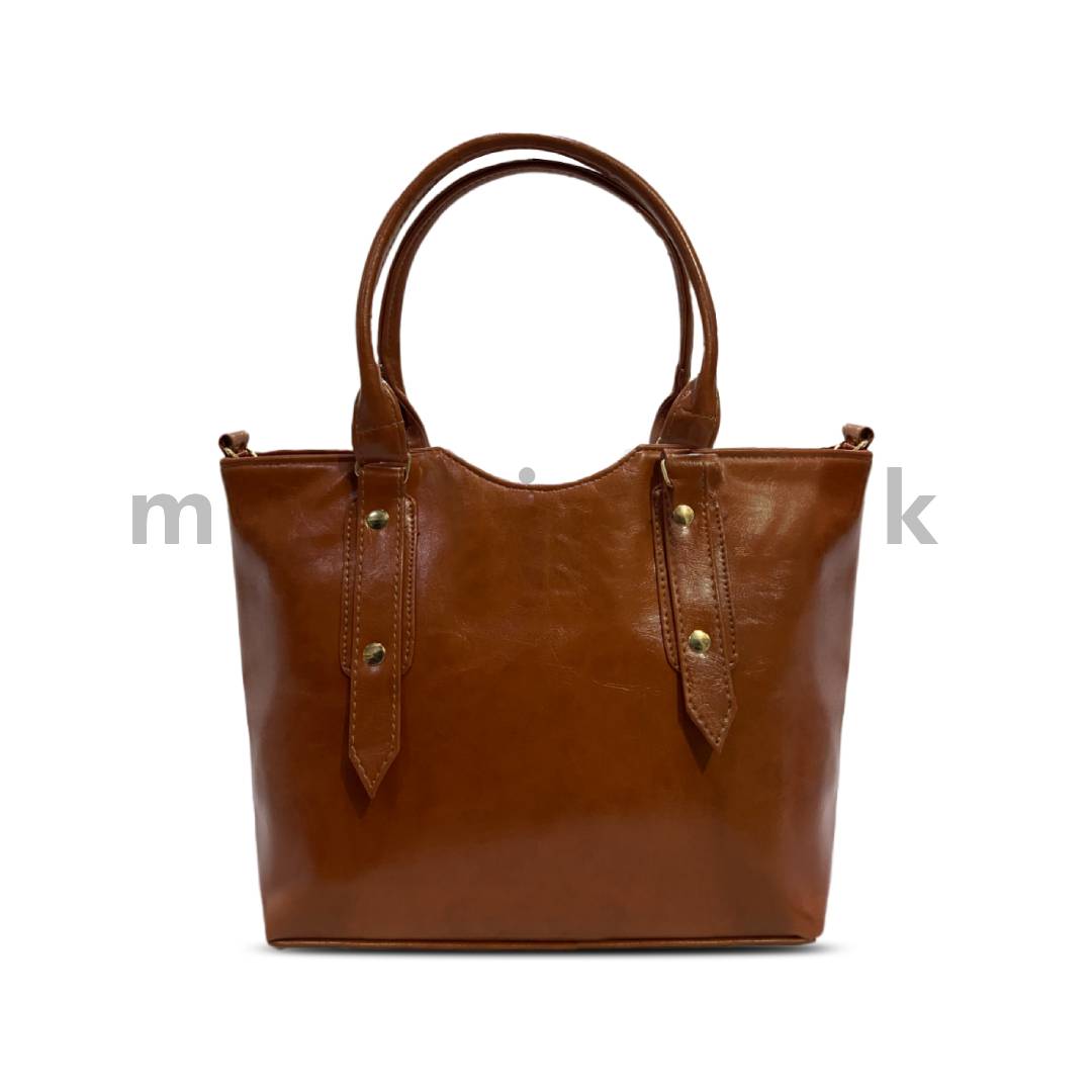 Round-Handle-Satchel-Handbag-Tan.jpg Round Handle Satchel Handbag - Tan - Image 1