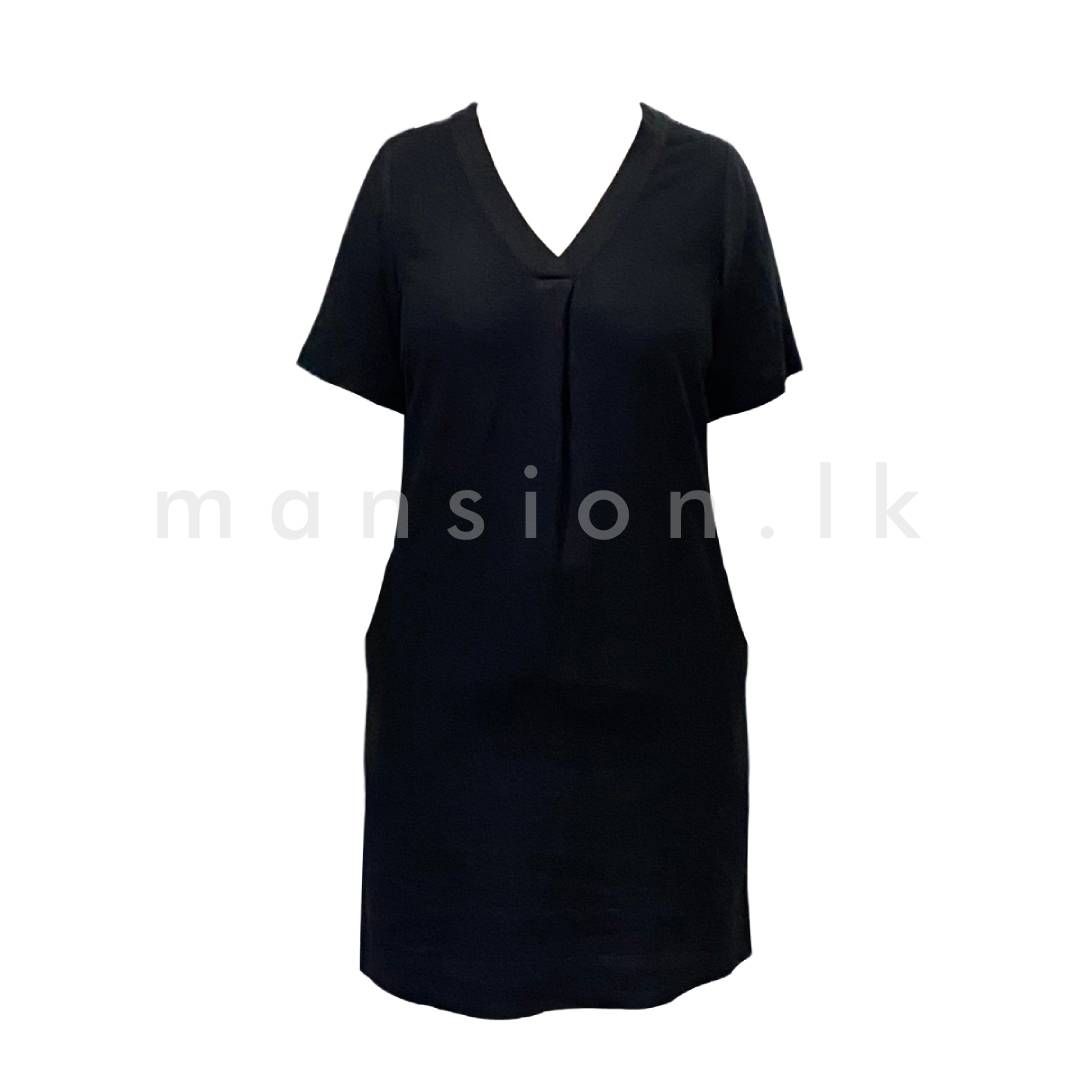 Short-Linen-Shift-Dress-Black.jpg Short Linen Shift Dress - Black - Image 1