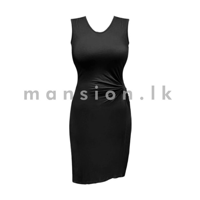 Side Twist Sleeveless Dress - Black - Image 1