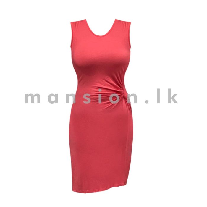 Side Twist Sleeveless Dress - Pink - Image 1