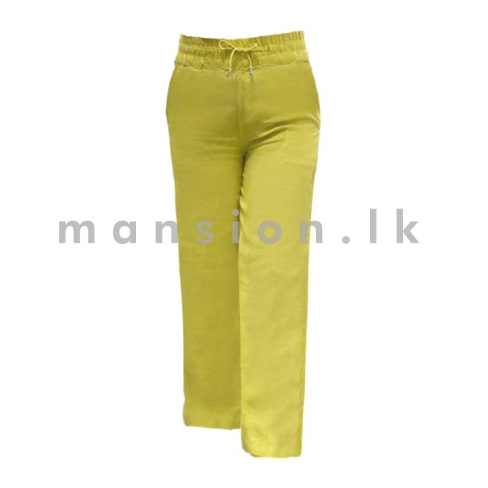 Straight-cut Linen Pant - Yellow - Image 1