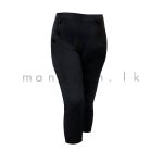 Button Detail Three Quarter Pant - Black